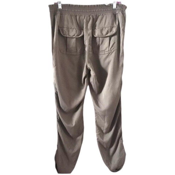 Calvin Klein Slouchy Pants Drawstring Elastic Waist, Roll Hem, Pockets, Latte  8 - Picture 3 of 10